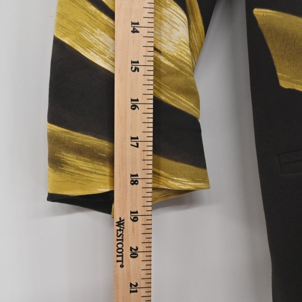 Linda Allard Ellen Tracy Tropical Blazer Womens Size 4 Black Gold Cotton Belted - Picture 7 of 16